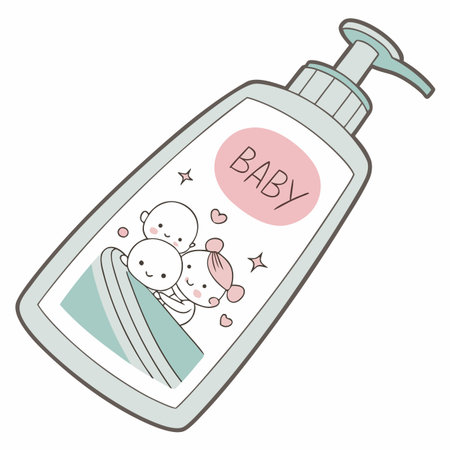 A vector illustration of a baby lotion bottle, representing gentle hygiene and skincare for infants.のイラスト素材