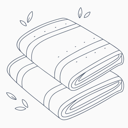 A clean, soft hand towel made of textile, emphasizing hygiene, comfort, and everyday personal care.のイラスト素材