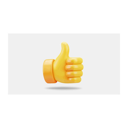 A clean 3D render of a yellow emoji giving a classic 'thumbs up' gesture, signifying...
