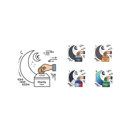 a cartoon image of a hand with a blue sleeve putting a ballot into a white box with a black outline and black text. there are six thought bubbles around the hand and ballot box. to the right are five smaller cartoon images of people thinking about votingのイラスト素材