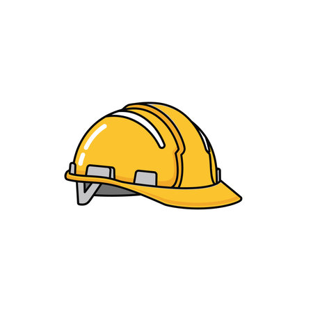 a cartoon-style illustration of a yellow hard hat, commonly used by construction workers for safetyのイラスト素材