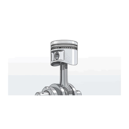 a detailed view of a piston and connecting rod assembly, likely from an internal combustion engine, showcasing its metallic componentsのイラスト素材