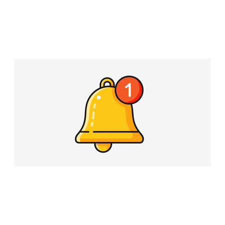 A clear vector illustration of a golden bell with a red notification dot indicating a new alert,...