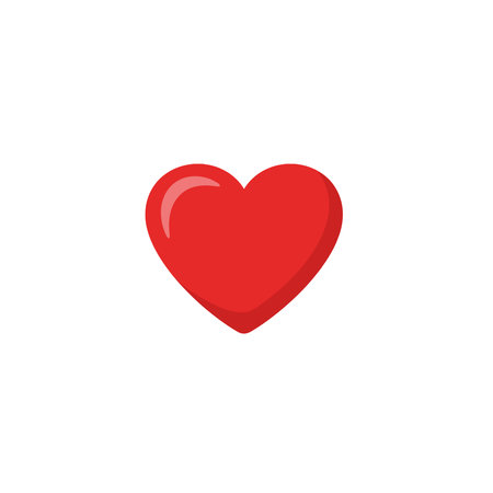 A clean and simple vector illustration of a solid red heart, symbolizing love, passion, and affection.のイラスト素材