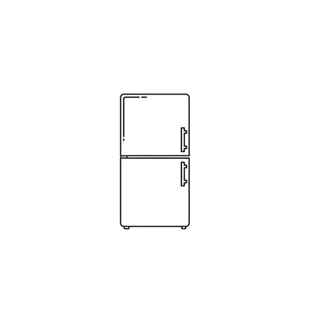 A simple line art illustration of a contemporary two-door top-bottom refrigerator-freezer combination, perfect for kitchen designs.のイラスト素材