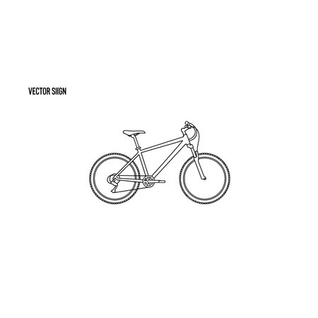 A detailed black and white line drawing of a mountain bicycle, ideal for sports, fitness, and outdoor activity designs.のイラスト素材