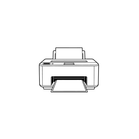 A clean outline illustration of a compact printer used for home or professional offices.