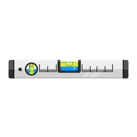An illustration of a spirit level with markings and a visible bubble, indicating balance and...