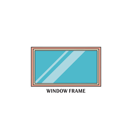 A sleek, colored vector illustration of a contemporary window frame with blue glass, ideal for property, decor, and architectural concepts.のイラスト素材