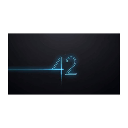 An abstract and mysterious illustration featuring the glowing number 42, set against a dark...