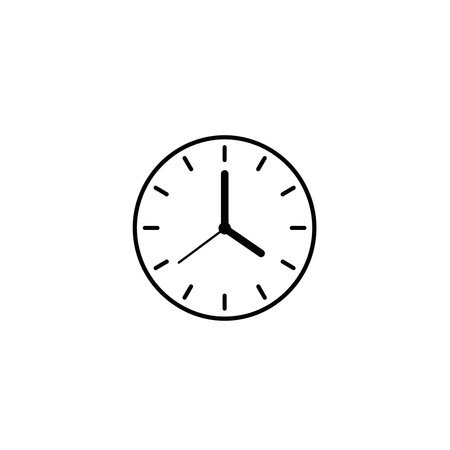 A modern and clean line art clock icon with an analog face, perfect for representing time,...