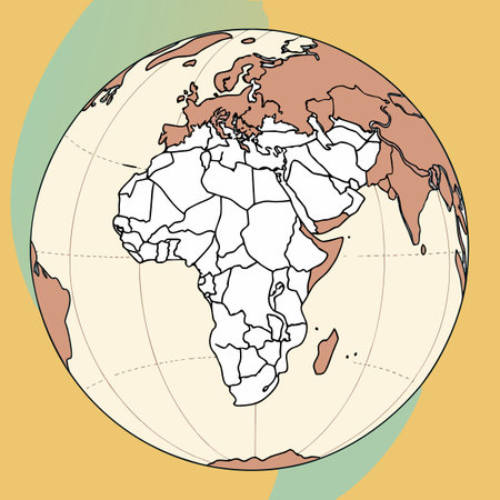 Illustration of a globe showing continents, with a stylized background, representing global...