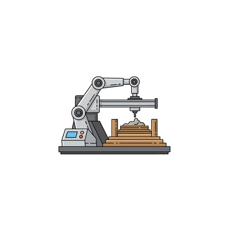 An illustration depicting a robotic arm precisely shaping sand or clay, representing advanced...