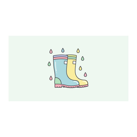 Rubber boots with raindrops. Vector illustration in flat style.