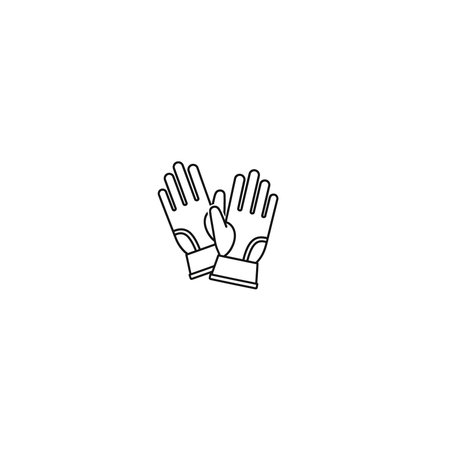 A clean vector line art icon of a pair of gloves, symbolizing hand protection, safety, or a tool for...