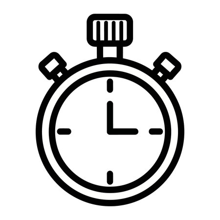 A simple and bold black line icon of a stopwatch or timer device representing speed, deadlines, athletics, and time management, Isolated, Time, Speed, White, Device, Simple, Athletics, Deadlines, Lapのイラスト素材
