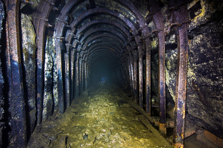 Dirty abandoned coal mine in Tkvarcheli, Abkhazia, Georgiaの写真素材