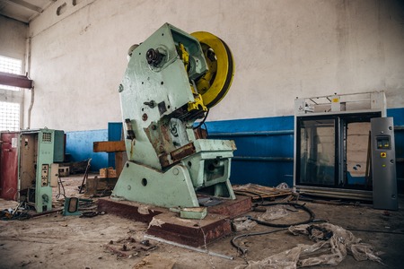 Remnant of equipment in abandoned meat Processing Plant in Alekseyevka, Belgorod regionの写真素材