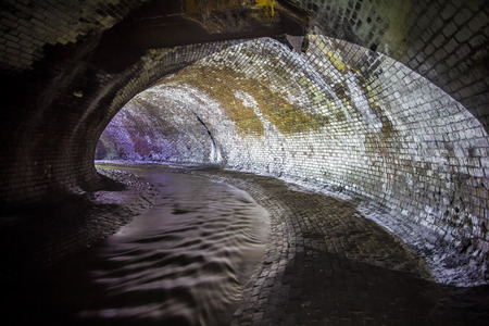 Underground river Neglinnaya flowing in the collector sewer under Moscow. Favorite place of Moscow diggersの写真素材