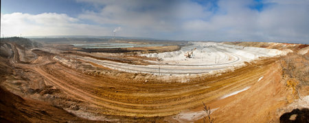 Panorama of chalk quarry mining, Belgorod, Russia