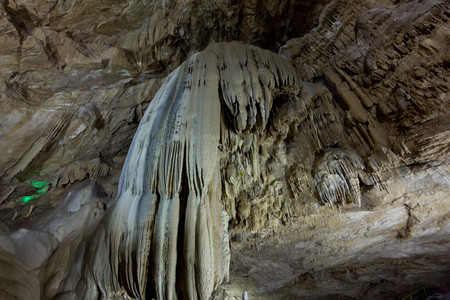Fantastic extraordinary natural speleothem in big touristic cave in New Athos, Abkhaziaの写真素材
