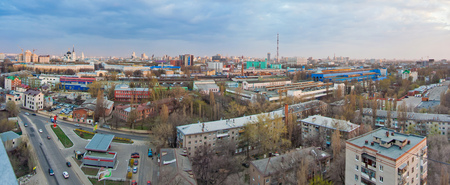 Panorama cityscape view from rooftop of Voronezh in cloudy dayの写真素材
