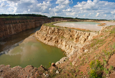 Limestone quarry with a pond in Lipetsk Region