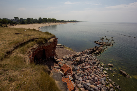 Ruined fortification on Baltic sea coast near Baltiysk (Pilau)の写真素材