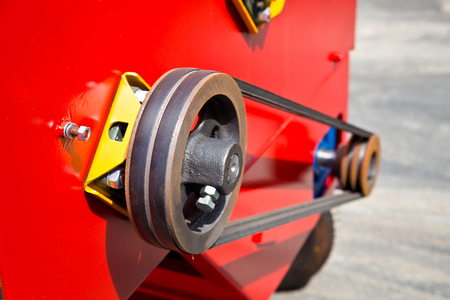 Agricultural machine part. Pulley and belt transmission.の写真素材