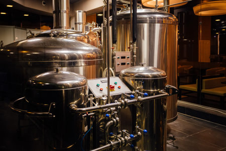 Craft beer production line in small private brewery