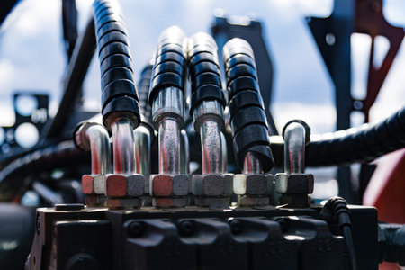 Connected hydraulic pressure pipes system of construction, agricultural or other machinery.