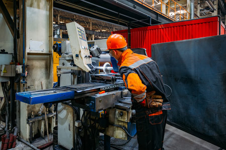 Working on turning and milling machine.の写真素材