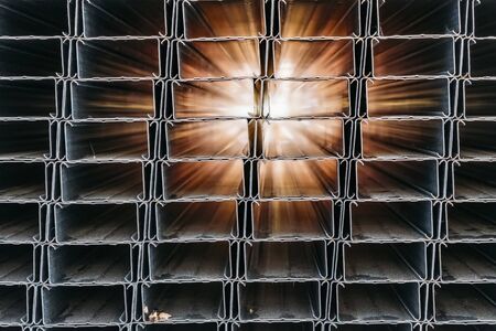 Bent metal profile channel package, abstract backgroundの写真素材