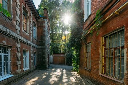 Old red brick houses in historical part of Voronezh.の写真素材