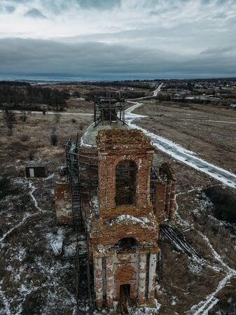 Abandoned church of St. Nicholas the Wonderworker in Upper Studenets, Lipetsk region, Russia.の写真素材