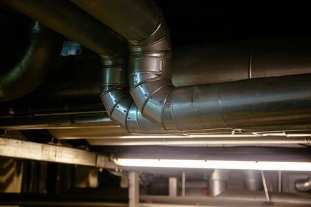 Industrial steel pipes. Pipeline system for delivering components or for heating or ventilation etc.の写真素材