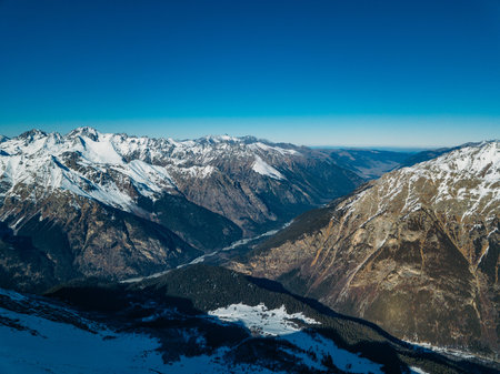 Mountain landscape of Caucasian mountains, Dombay, Russia.