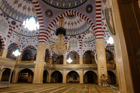 Interior of Ahmad Kadyrov Mosque Heart of Chechnya, Grozny, Russia. Nov. 3, 2019.のeditorial素材