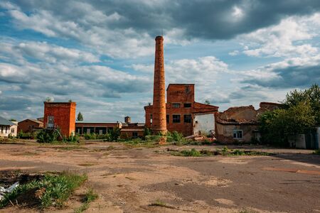 Territory of abandoned industrial area waiting for demolition or reconstruction.の写真素材