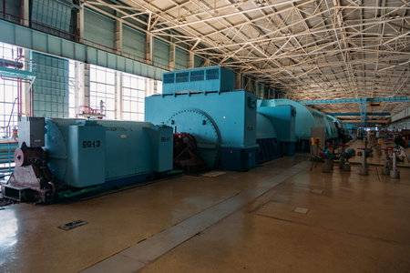 Turbine generator at the machinery room of Nuclear Power Plant.