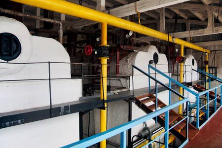 Inside the industrial boiler room. Heating equipment.の写真素材
