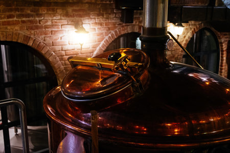 Craft beer production line in private microbrewery.
