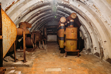 Dark abandoned Soviet bunker, echo of Cold War.の写真素材