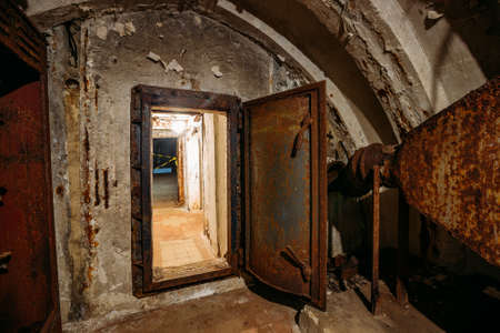 Dark abandoned Soviet bunker, echo of Cold War.の写真素材