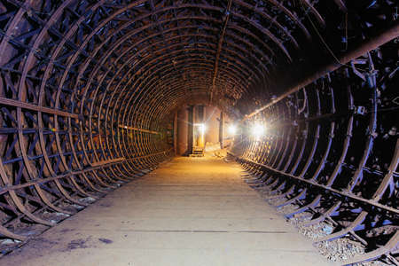 Underground construction. Construction of bunker or subwayの写真素材
