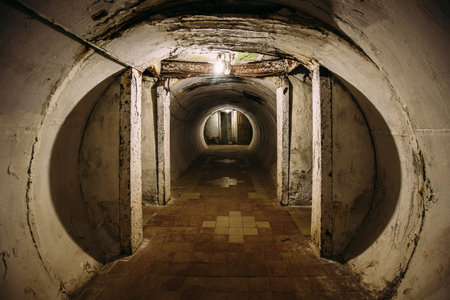 Dark abandoned Soviet bunker, echo of Cold War.