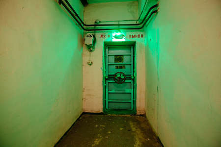 Steel armored hermetic door in the Soviet bomb shelter.の写真素材