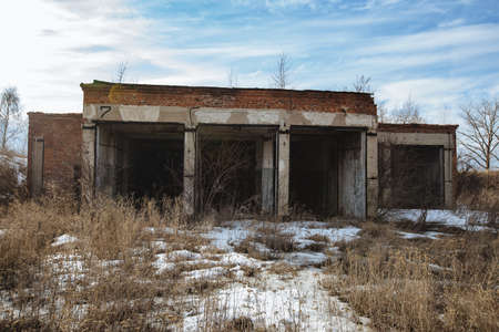 Territory of abandoned industrial area waiting for demolition.の写真素材