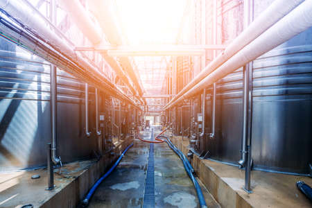 Large tanks for fermentation in the modern winery.の写真素材