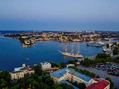 Evening Sevastopol, aerial view of the Sevastopol bay.の写真素材